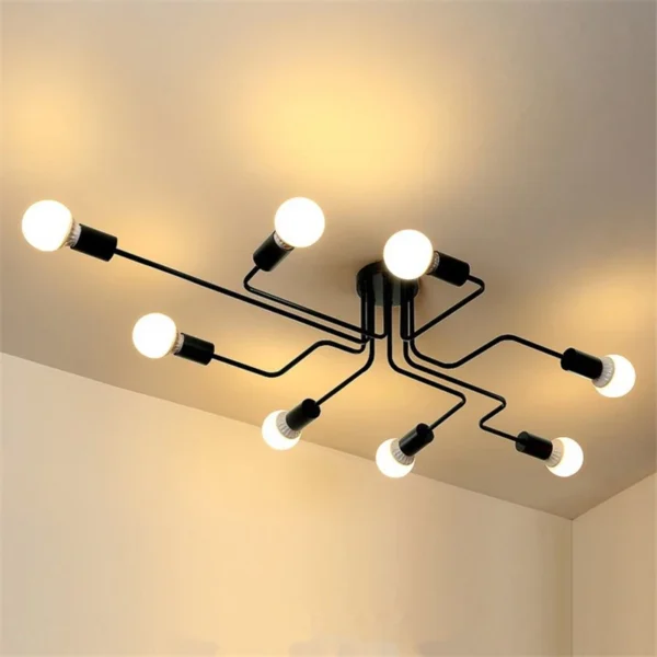 Industrial Pipe Ceiling Light – 4/6/8 Heads Retro Fixture