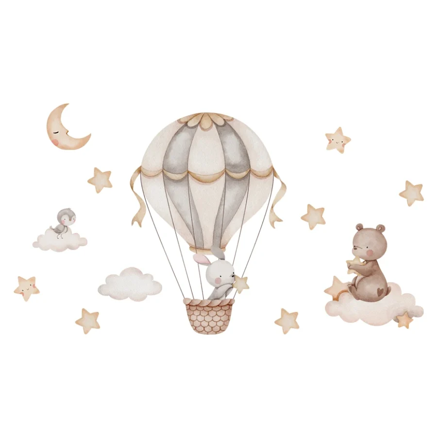Cartoon Hot Air Balloon Animal Wall Stickers – Nursery & Kids Room Decor - Image 6
