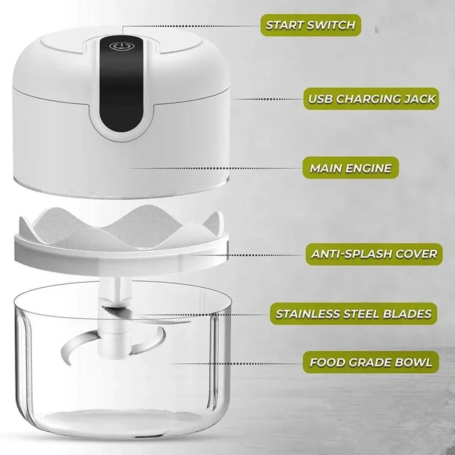 Mini Electric USB Garlic Chopper – Portable Vegetable & Meat Masher - Image 3