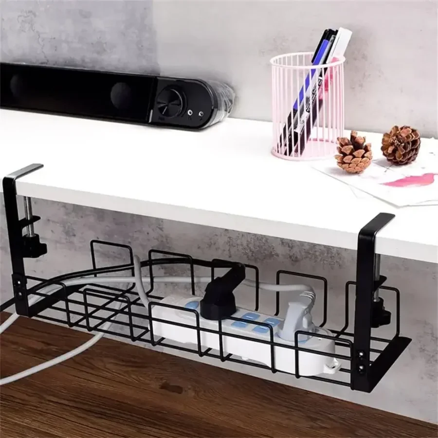 Under-Table Wire Organizer Tray - No-Punch Cable Management Rack - Image 4