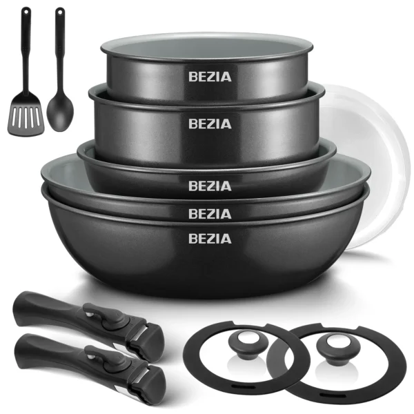 13pcs Nonstick Ceramic Cookware Set with Detachable Handles
