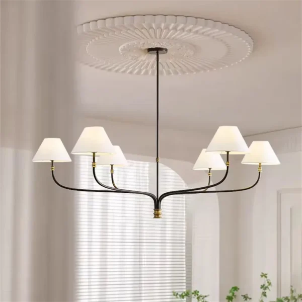 Collins Fabric Branch Chandelier – Minimalist French Rustic Hanging Light for Bedroom, Hall, or Study