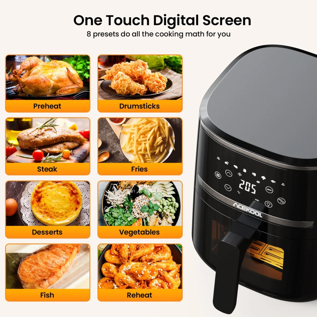 5 Qt Digital Air Fryer Oven Combo with 8 Presets & Viewing Window - Image 4