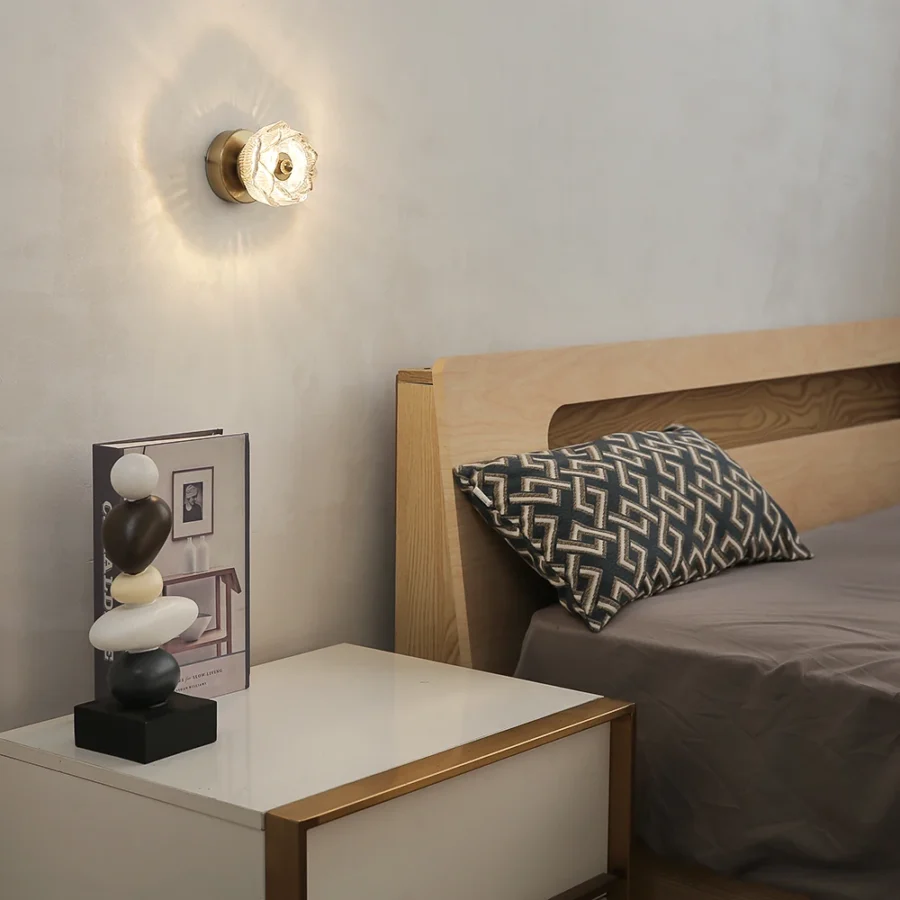 Nordic Luxury Crystal Lotus Wall Lamp – LED Sconce for Bedroom, Corridor & Modern Indoor Decor - Image 4