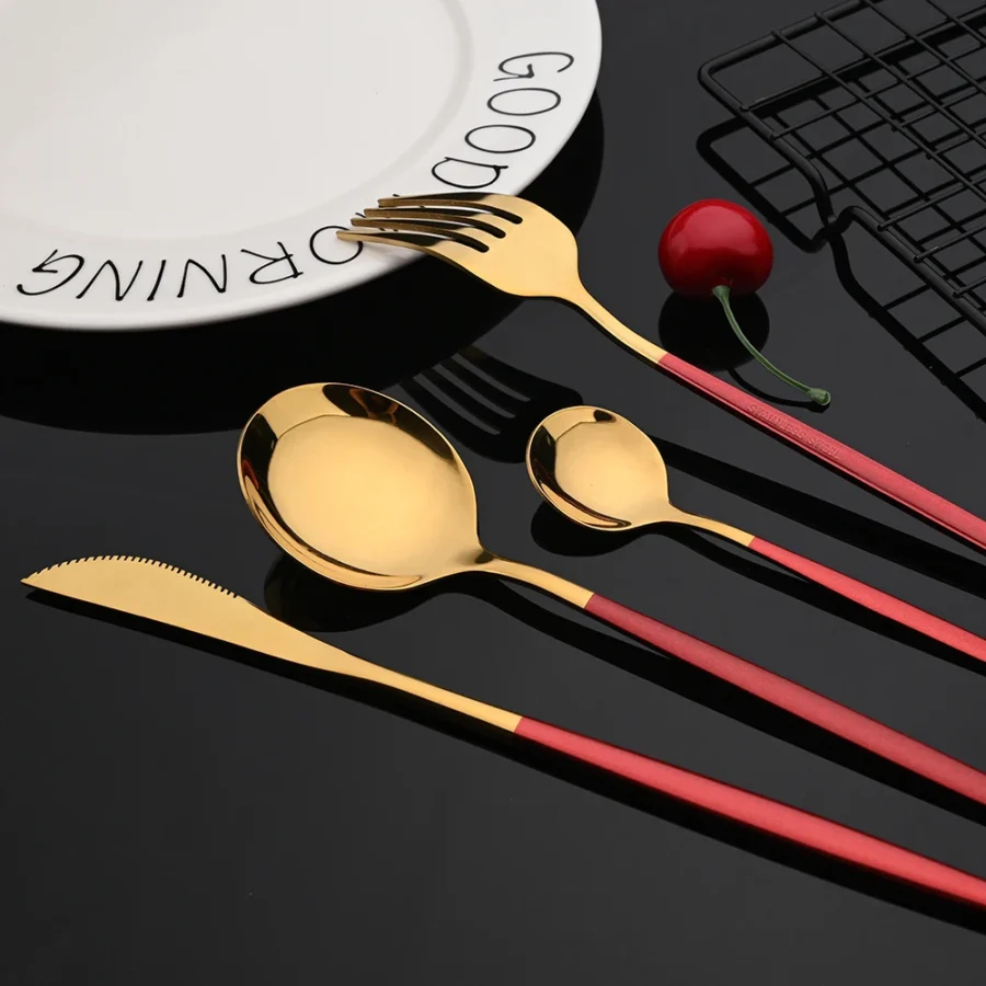 30pc Black Gold Cutlery Set - Knife/Fork/Spoon - Image 3