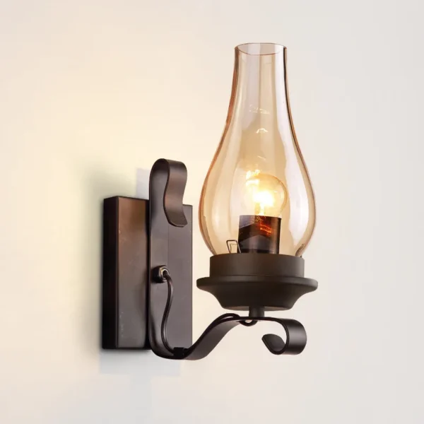 Retro Industrial Iron Wall Lamp – Vintage Kerosene-Style Sconce for Bedroom, Corridor, Cafe & Hotel