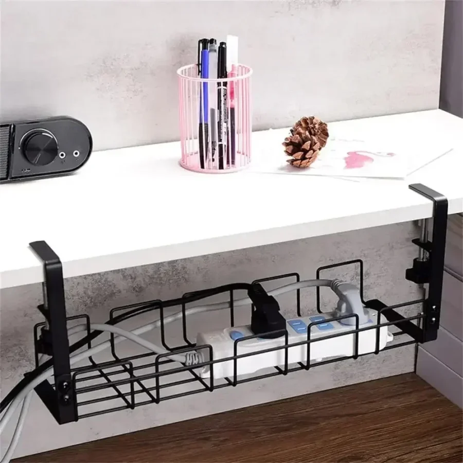 Under-Table Wire Organizer Tray - No-Punch Cable Management Rack - Image 3