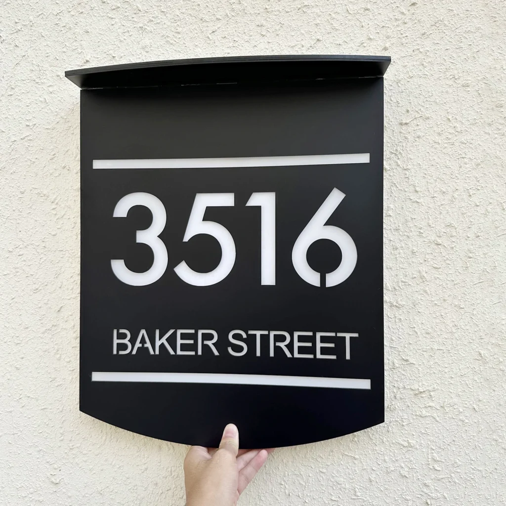 Personalized Solar House Number Sign LED Address Plaque Outdoor Acrylic - Image 2