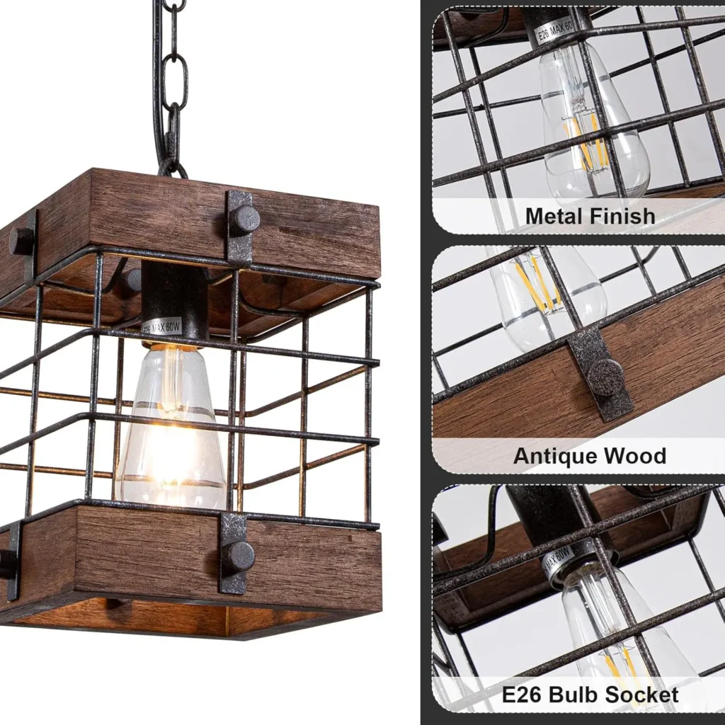 Farmhouse Rustic 1-Light Lantern Pendant Light with Adjustable Chain - Image 3