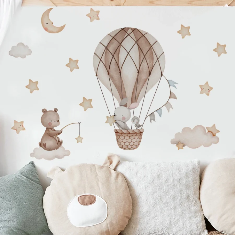 Cartoon Hot Air Balloon Animal Wall Stickers – Nursery & Kids Room Decor - Image 2