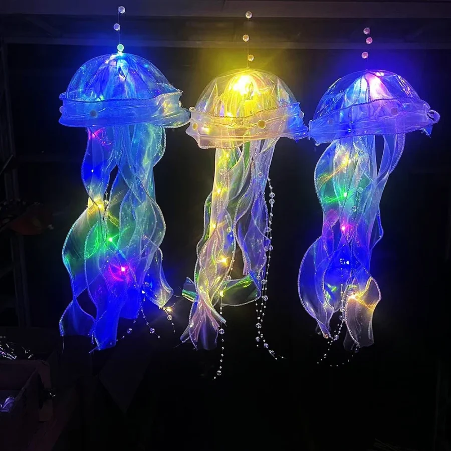 5PCS Jellyfish Night Lights – Hanging LED Atmosphere Lamps for Girls' Bedroom Decor - Image 4
