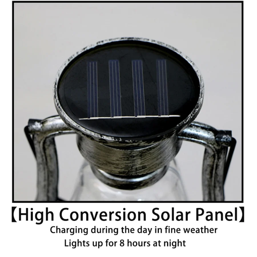 Vintage LED Solar Lantern – Flickering Flame Effect for Outdoor & Indoor Decor - Image 4