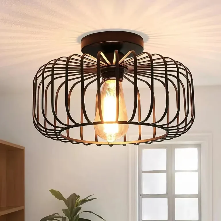 Simple Birdcage Ceiling Lamp – Indoor E26 Light Fixture for Bedroom, Living Room, Corridor