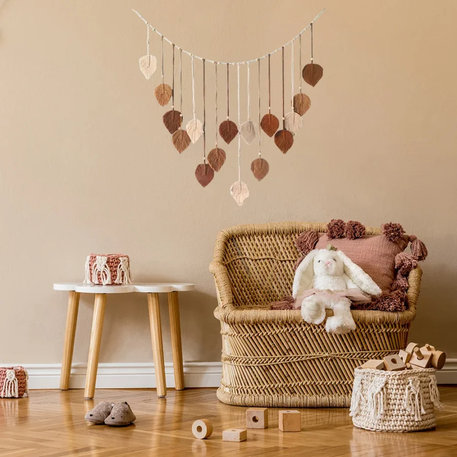Boho Macrame Leaf Wall Hanging – Feather Tapestry Home Decor for Living Room or Bedroom - Image 5