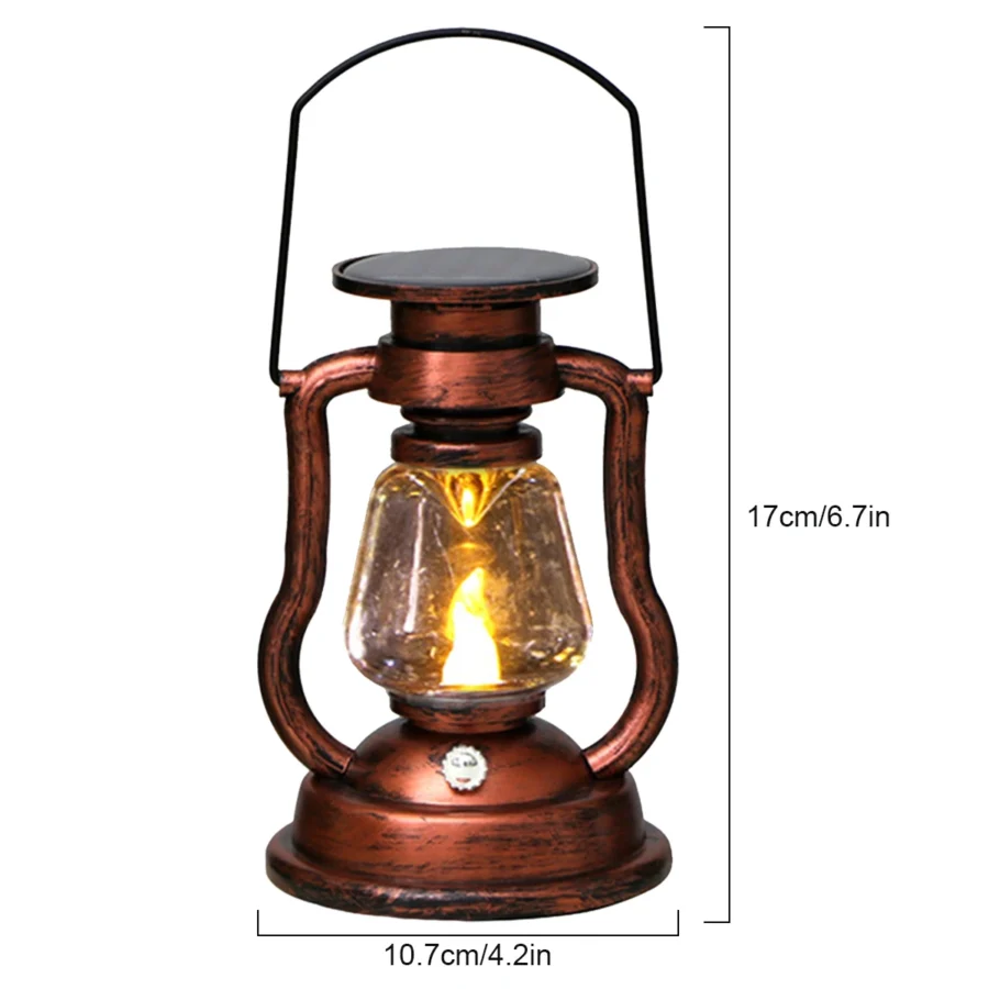 Vintage LED Solar Lantern – Flickering Flame Effect for Outdoor & Indoor Decor - Image 2
