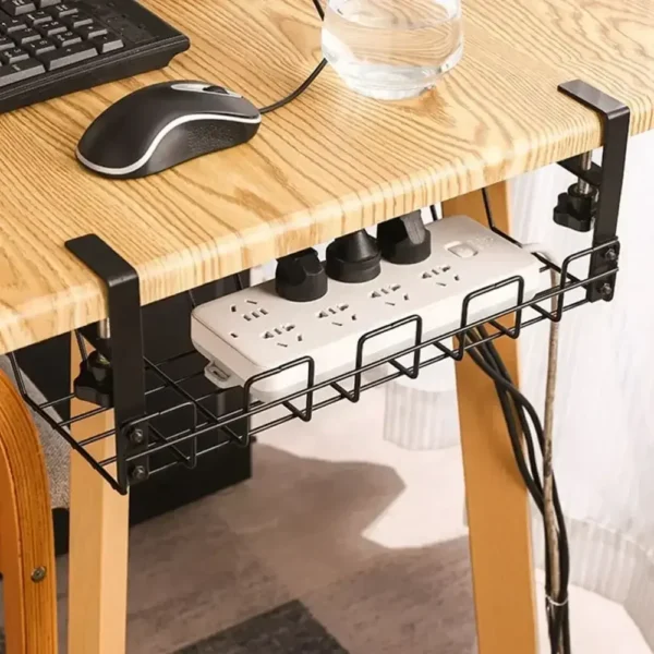 Under-Table Wire Organizer Tray - No-Punch Cable Management Rack