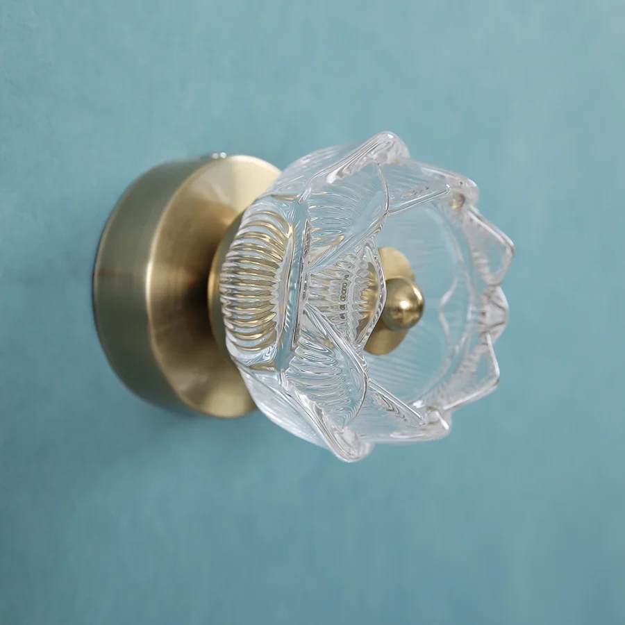 Nordic Luxury Crystal Lotus Wall Lamp – LED Sconce for Bedroom, Corridor & Modern Indoor Decor - Image 3
