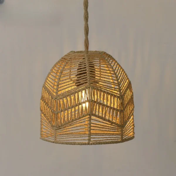 Bamboo Rattan Pendant Light – Handwoven Hanging Lamp Shade