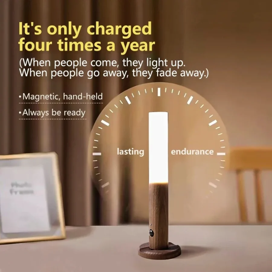 Motion Sensor Rechargeable Wall Light – Wooden LED Night Lamp - Image 5