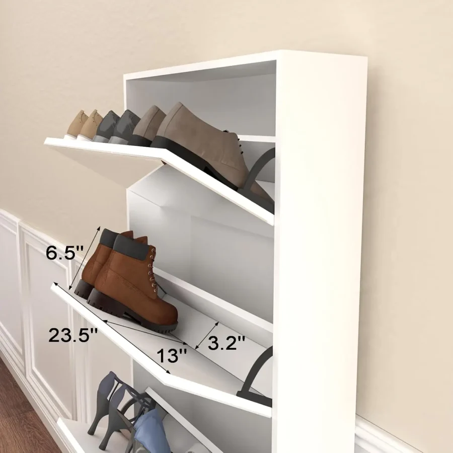 Shoe Cabinet with Mirror & 5 Flip Drawers – Freestanding Organizer - Image 5
