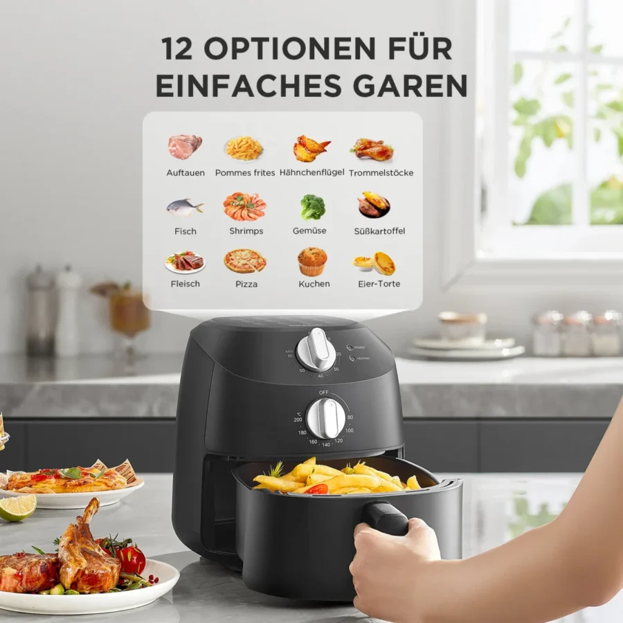 Midea 2L Air Fryer - 1150W Oil-Free Cooker, Auto Shut-Off - Image 3