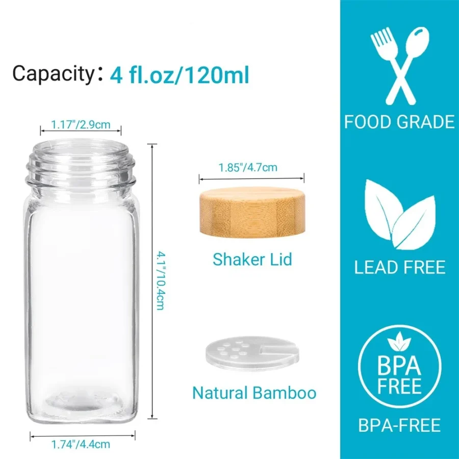 12 Pcs Glass Spice Jars with Bamboo Lids & Labels - Image 6