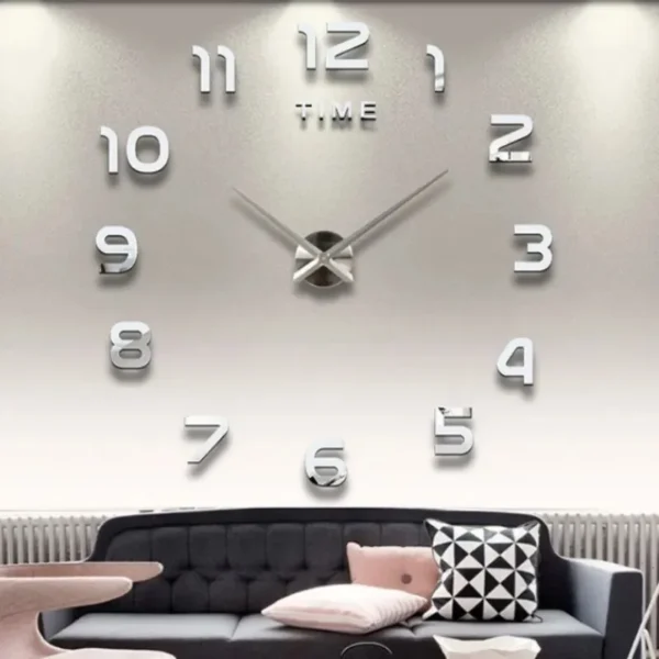 Stylish acrylic panel clock with 3D self-adhesive numbers