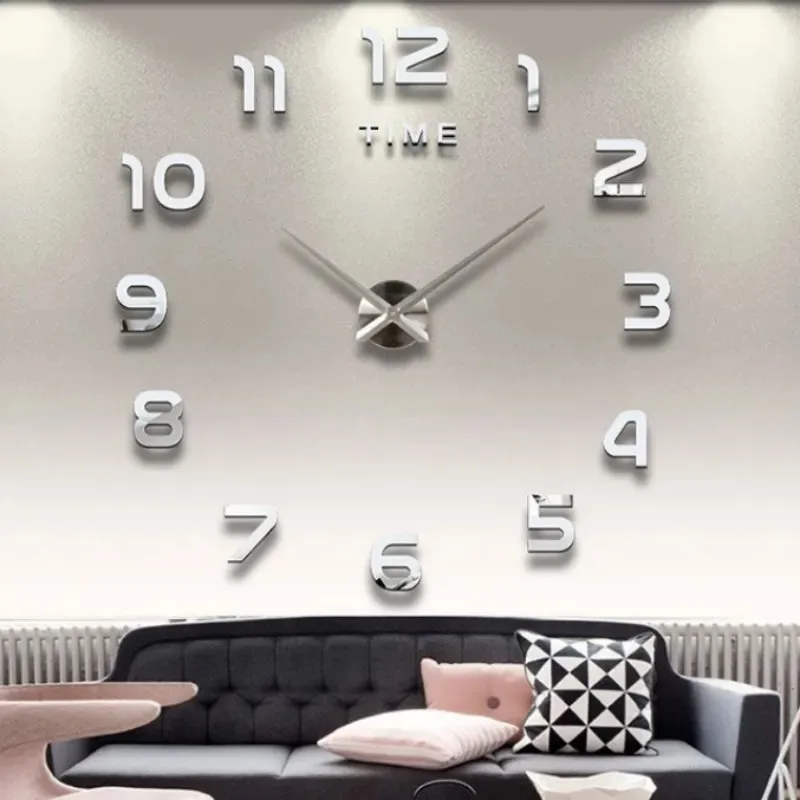 Stylish acrylic panel clock with 3D self-adhesive numbers