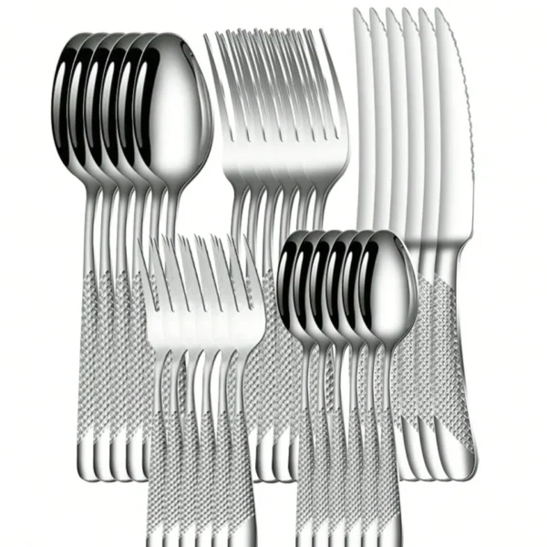6/30pc Star Diamond Cutlery Set - Knife/Fork/Spoon