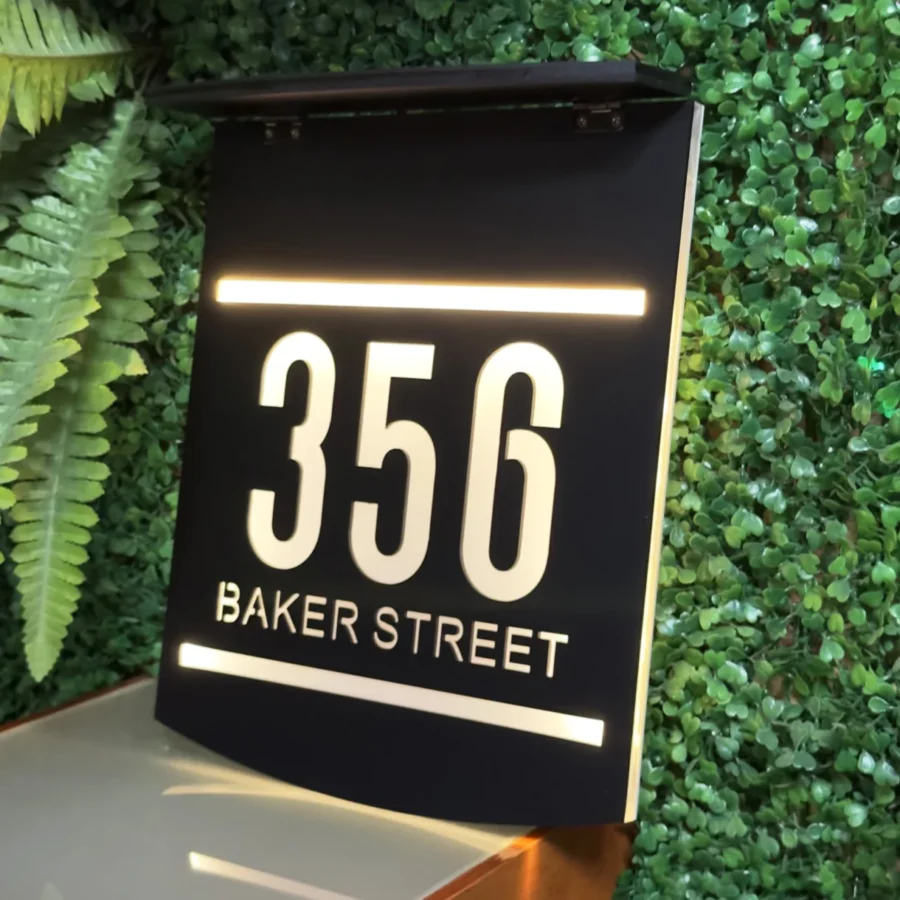 Personalized Solar House Number Sign LED Address Plaque Outdoor Acrylic - Image 5