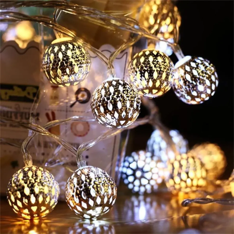 LED Moroccan Globe Fairy Lights – Battery Operated String for Party & Decor - Image 2
