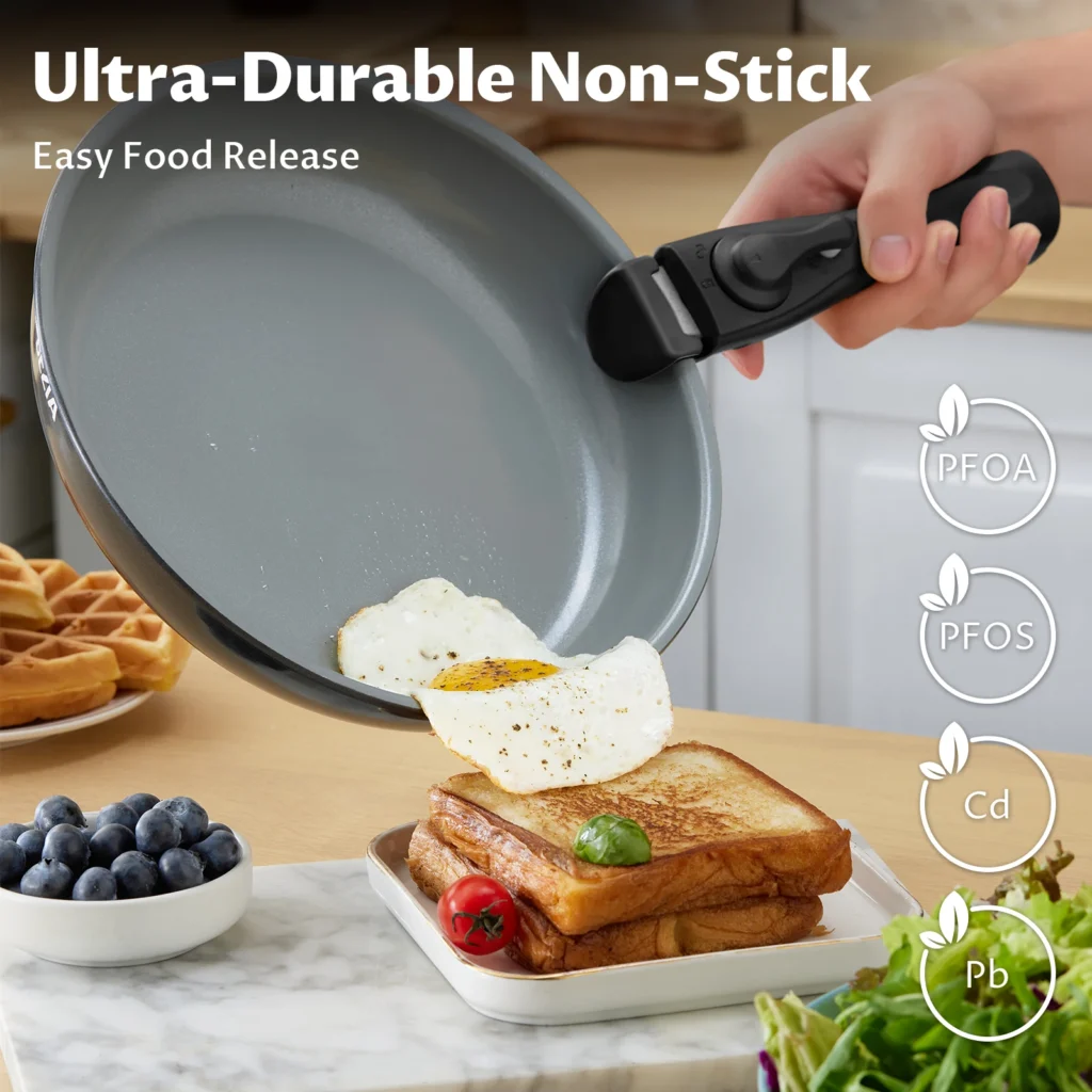 13pcs Nonstick Ceramic Cookware Set with Detachable Handles - Image 3