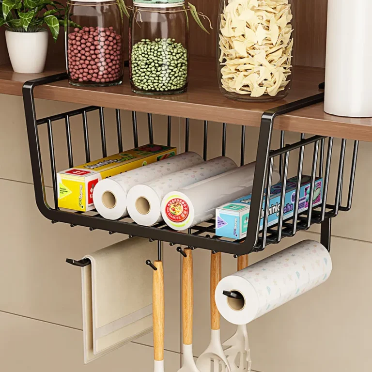 Under Cabinet Hanging Storage Basket with Sliding Drawer Organizer