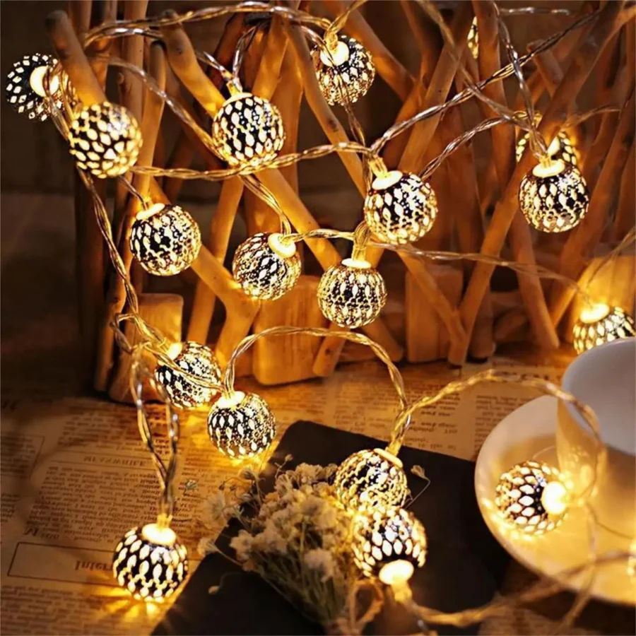 LED Moroccan Globe Fairy Lights – Battery Operated String for Party & Decor - Image 5