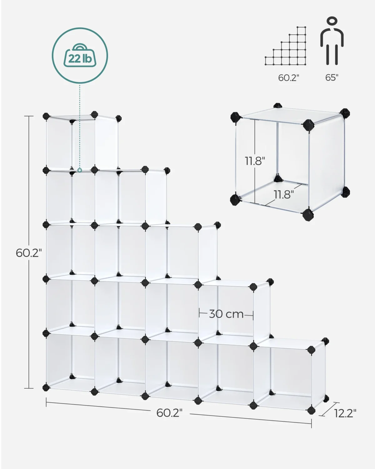 SONGMICS 16-Cube Storage Organizer – Bookshelf & Closet Storage - Image 6