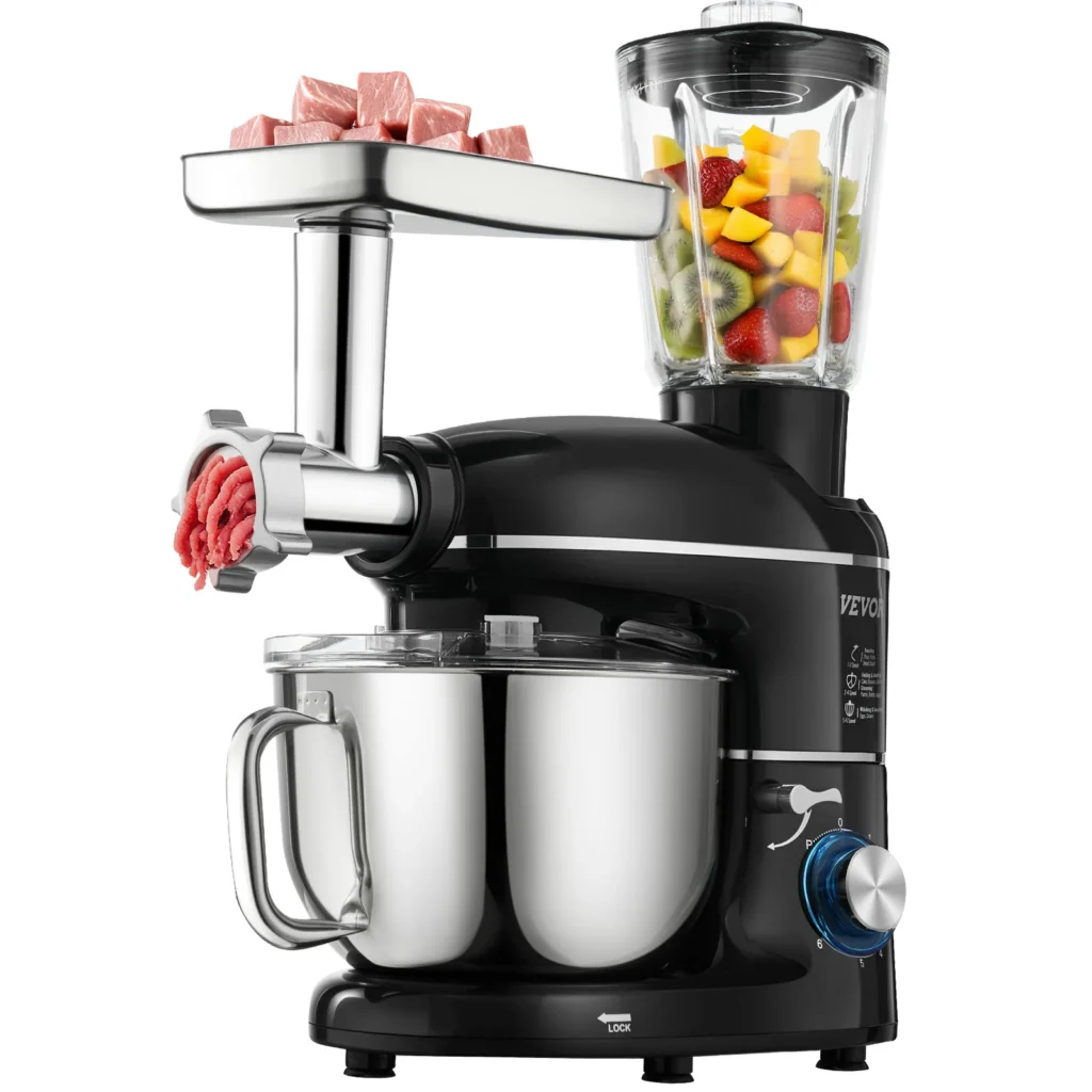 VEVOR 3-in-1 Stand Mixer – 6QT, 660W, Tilt-Head, 6+P Speeds