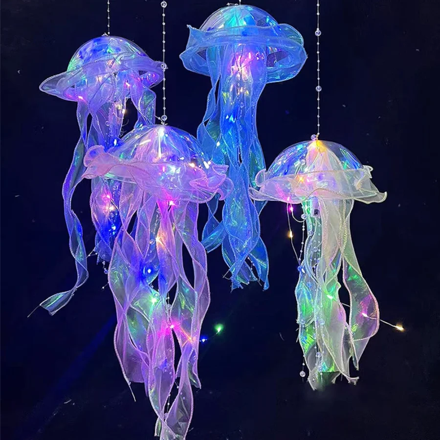 5PCS Jellyfish Night Lights – Hanging LED Atmosphere Lamps for Girls' Bedroom Decor - Image 3