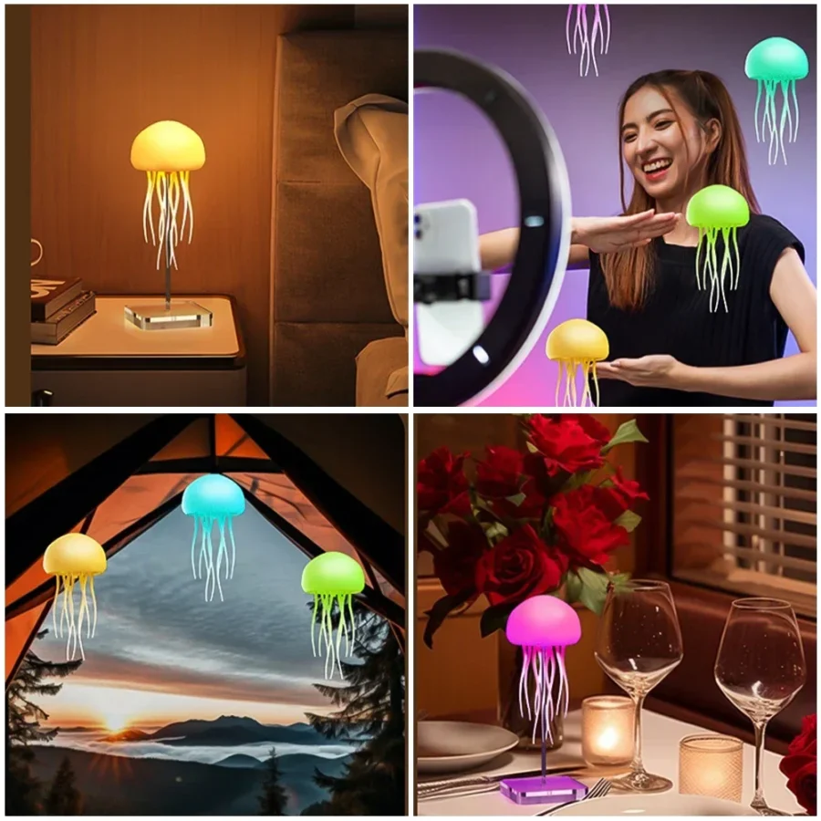 Cartoon Jellyfish RGB Night Light – Voice Control & USB Charging - Image 4