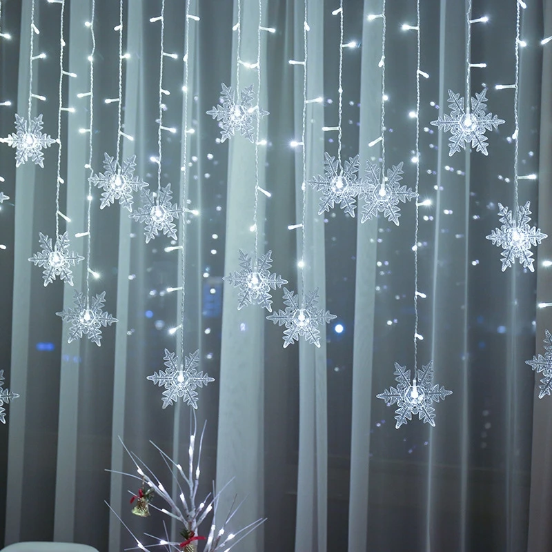LED Snowflake Curtain Lights – Waterproof Fairy Lights for Christmas & Parties