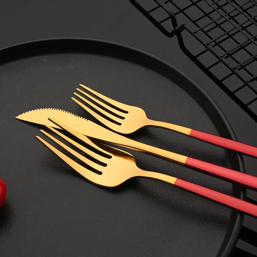 30pc Black Gold Cutlery Set - Knife/Fork/Spoon - Image 5