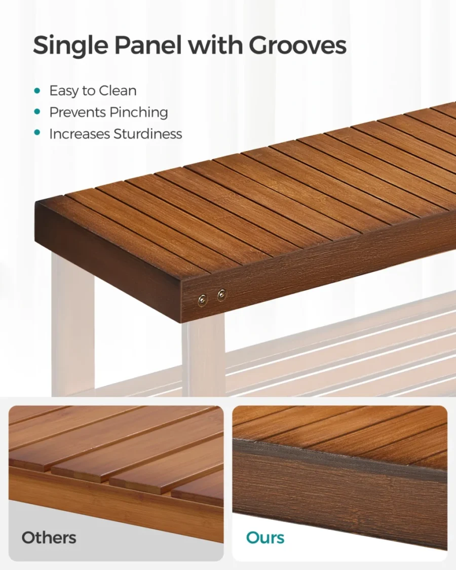 SONGMICS 3-Tier Bamboo Shoe Bench – Entryway Organizer, 286 lb Capacity - Image 4
