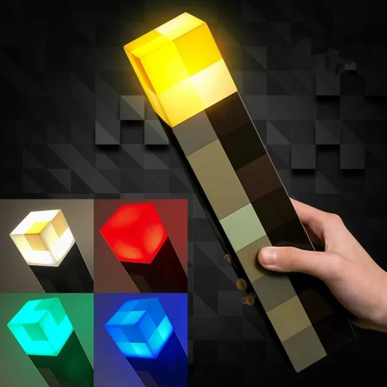 MC Game Brownstone Torch LED Night Light USB Charging Table Lamp for Kids