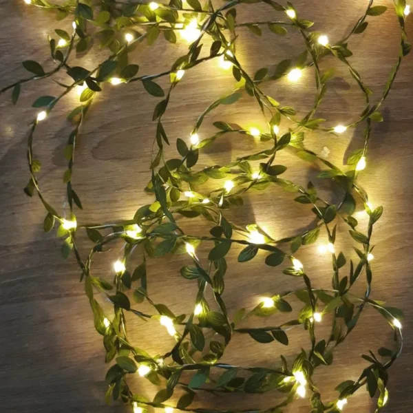 Outdoor Leaf LED Fairy String Lights – Copper Wire Garland for Decor