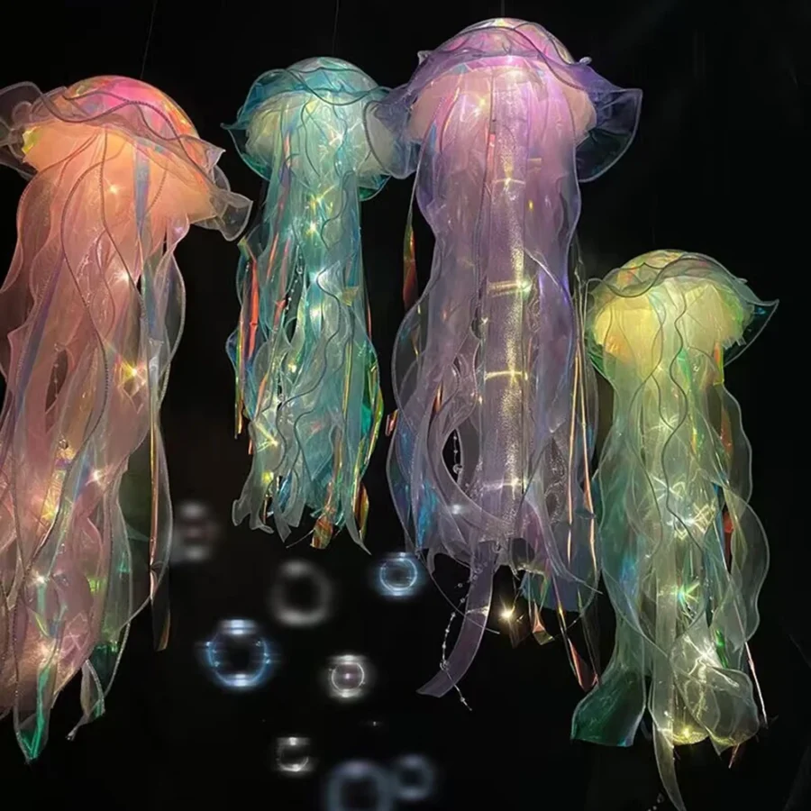 5PCS Jellyfish Night Lights – Hanging LED Atmosphere Lamps for Girls' Bedroom Decor - Image 5