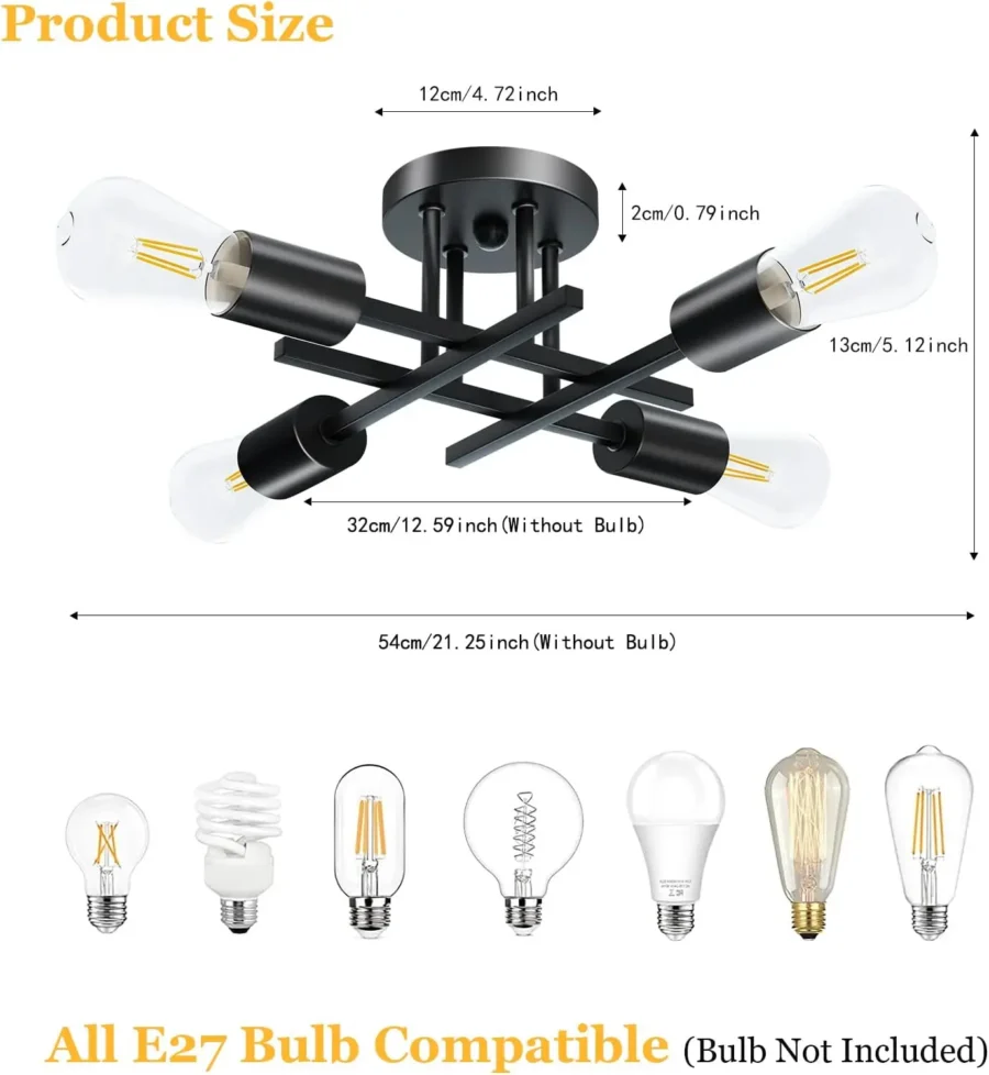 Semi Flush Mount Modern Sputnik Chandelier - Image 5