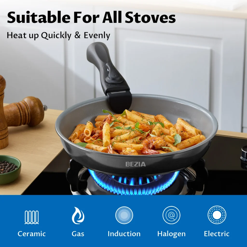 13pcs Nonstick Ceramic Cookware Set with Detachable Handles - Image 4