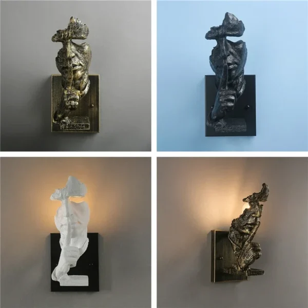 Facial Art Wall Lamp – Nordic Silence Is Golden Face Light Fixture
