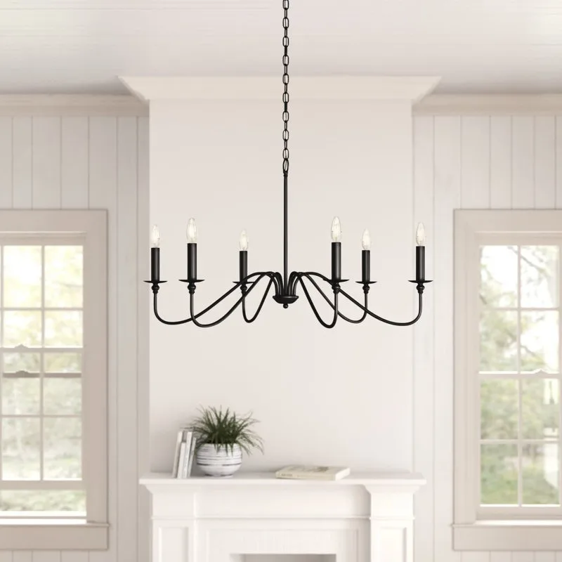 Vintage E14 Loft Chandelier – Black/Gold Ceiling Light for Dining & Living Room