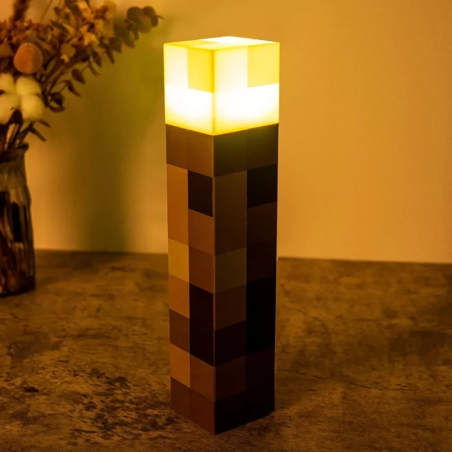 MC Game Brownstone Torch LED Night Light USB Charging Table Lamp for Kids - Image 3