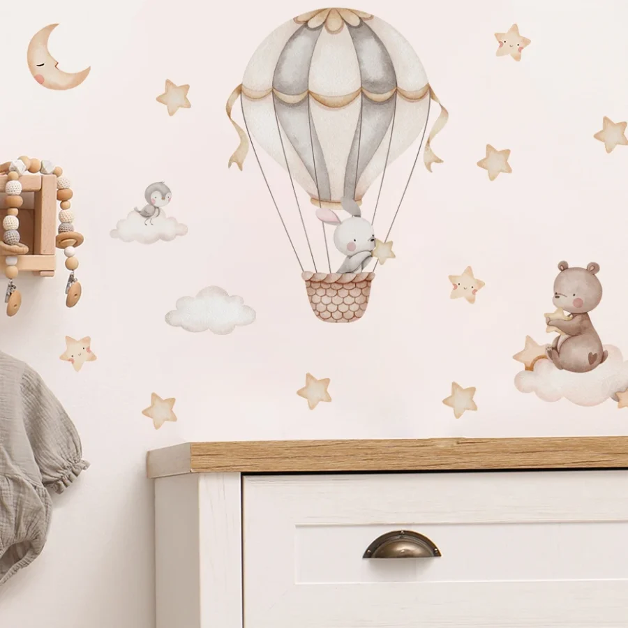 Cartoon Hot Air Balloon Animal Wall Stickers – Nursery & Kids Room Decor - Image 5